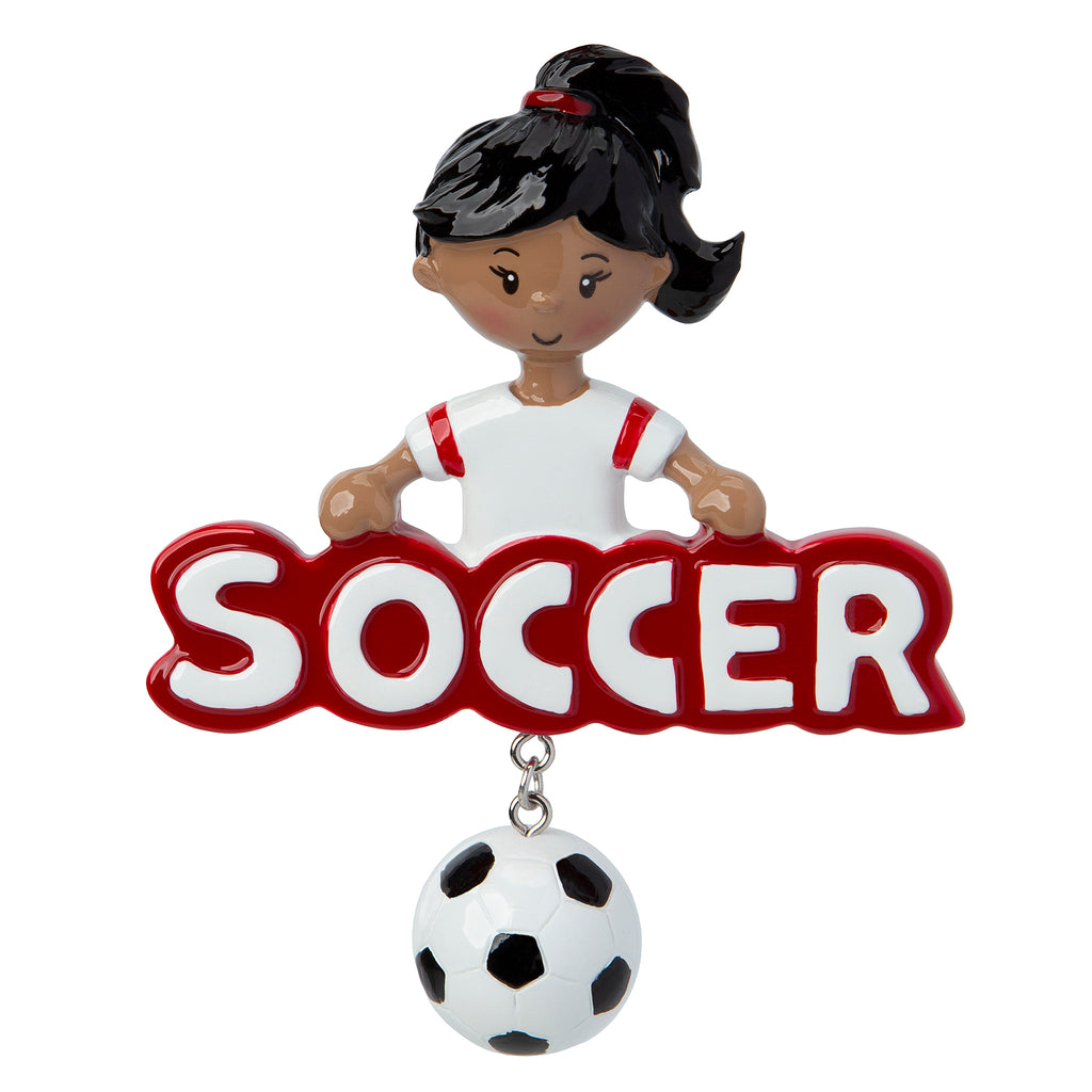 AA1244-G - Soccer Girl (African-American) Personalized Christmas Ornament