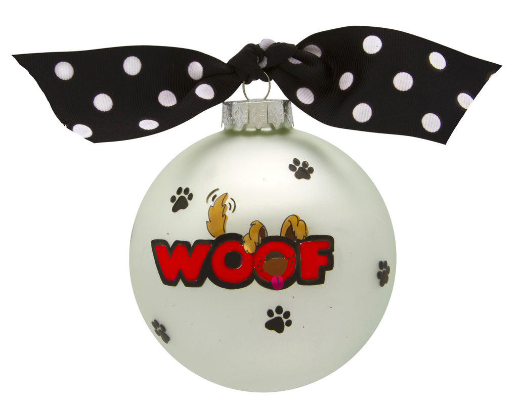 GB049 - Dog Woof Glass Ball Christmas Ornament