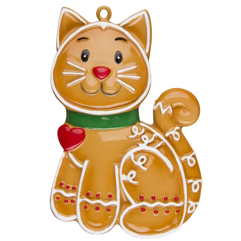 OR1221 - Gingerbread Cat Personalized Christmas Ornament