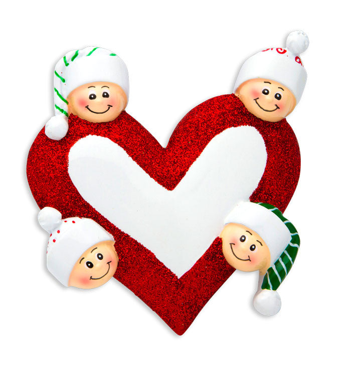 OR1258-4 - Heart with Faces 4 Personalized Christmas Ornament