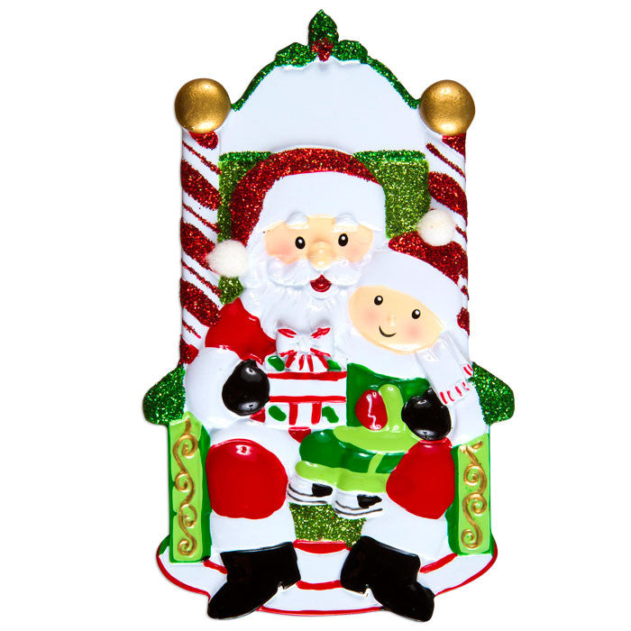 OR1352-1 - One Child On Santa's Lap Personalized Christmas Ornament