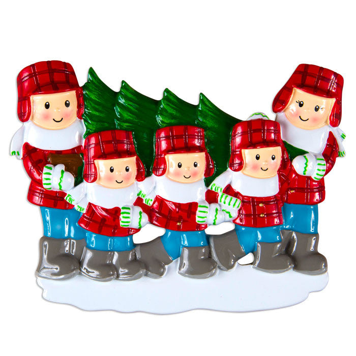 OR1366-5 - Christmas Tree Lot Family Of 5 Personalized Christmas Ornament