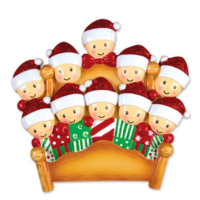 OR1469-10 - Bed Family of 10 Personalized Christmas Ornament