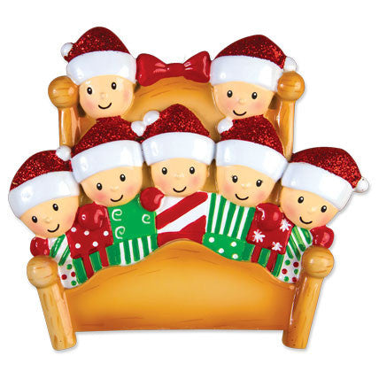 OR1469-7 - Bed Family of 7 Personalized Christmas Ornament