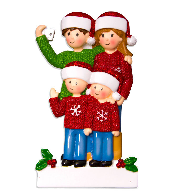 OR1525-4 - Selfie Family (with 2 children) Christmas Ornament