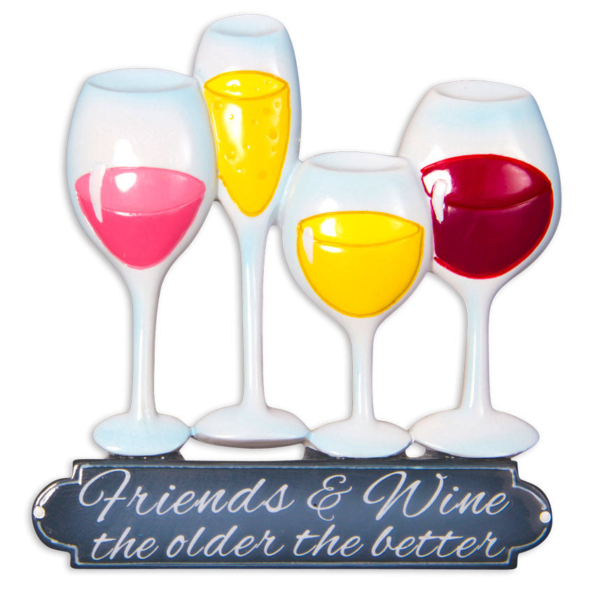 OR1531-WINE1 - Friends and Wine Christmas Ornament