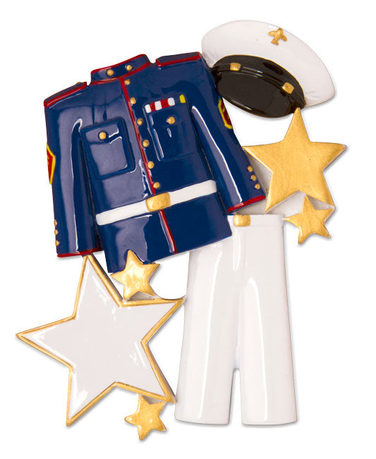 OR1597 - Armed Forces Uniform (Blue & White) Personalized Christmas Ornament