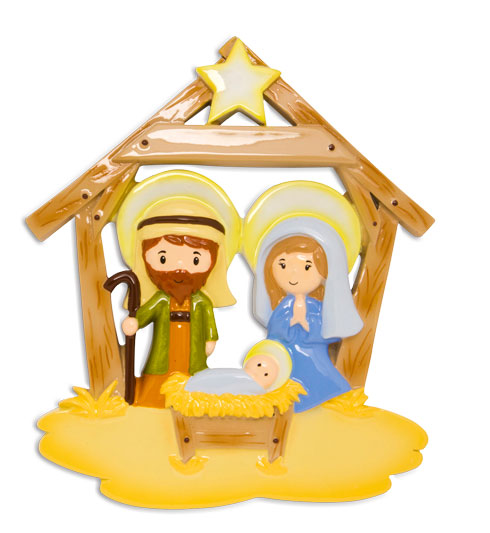 OR1624 - Jesus In Manger Personalized Christmas Ornament