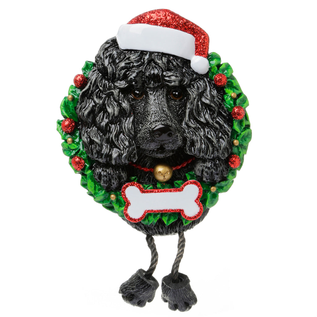 OR1712-BP - Black Poodle (Pure Breed) Personalized Christmas Ornament