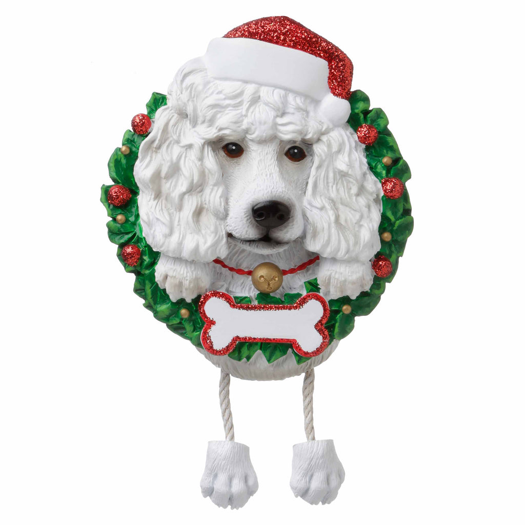 OR1712-WP - White Poodle (Pure Breed) Personalized Christmas Ornament