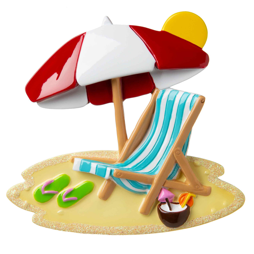 OR1724 - Beach Chair with Umbrella Personalized Christmas Ornament