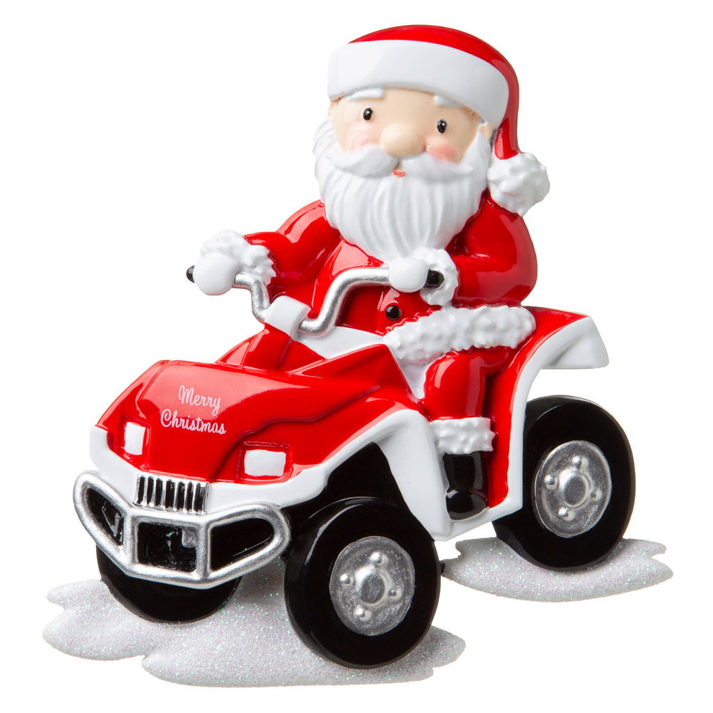 OR1832 - Santa Camping ATV Personalized Christmas Ornament