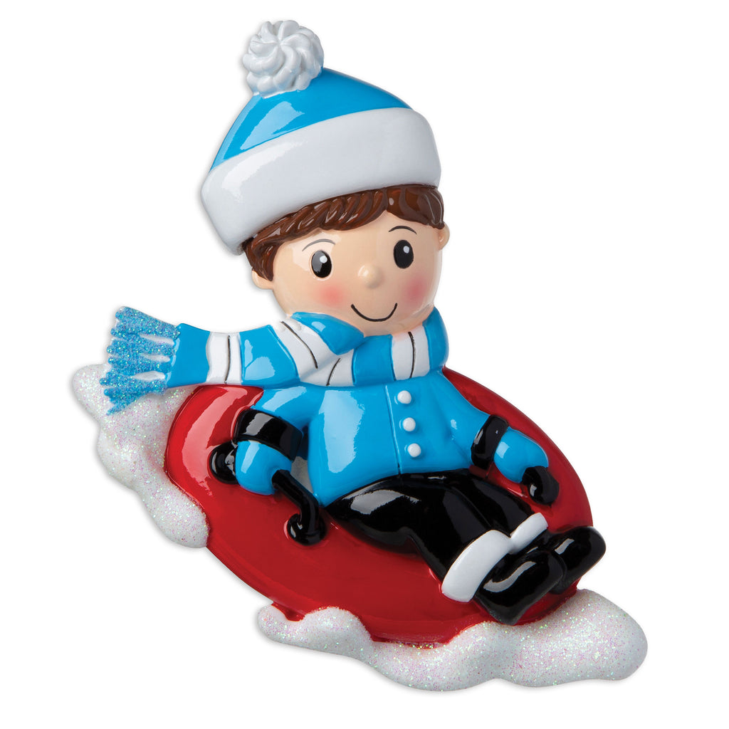 OR1871-B - Boy Snow Tubing Personalized Christmas Ornament