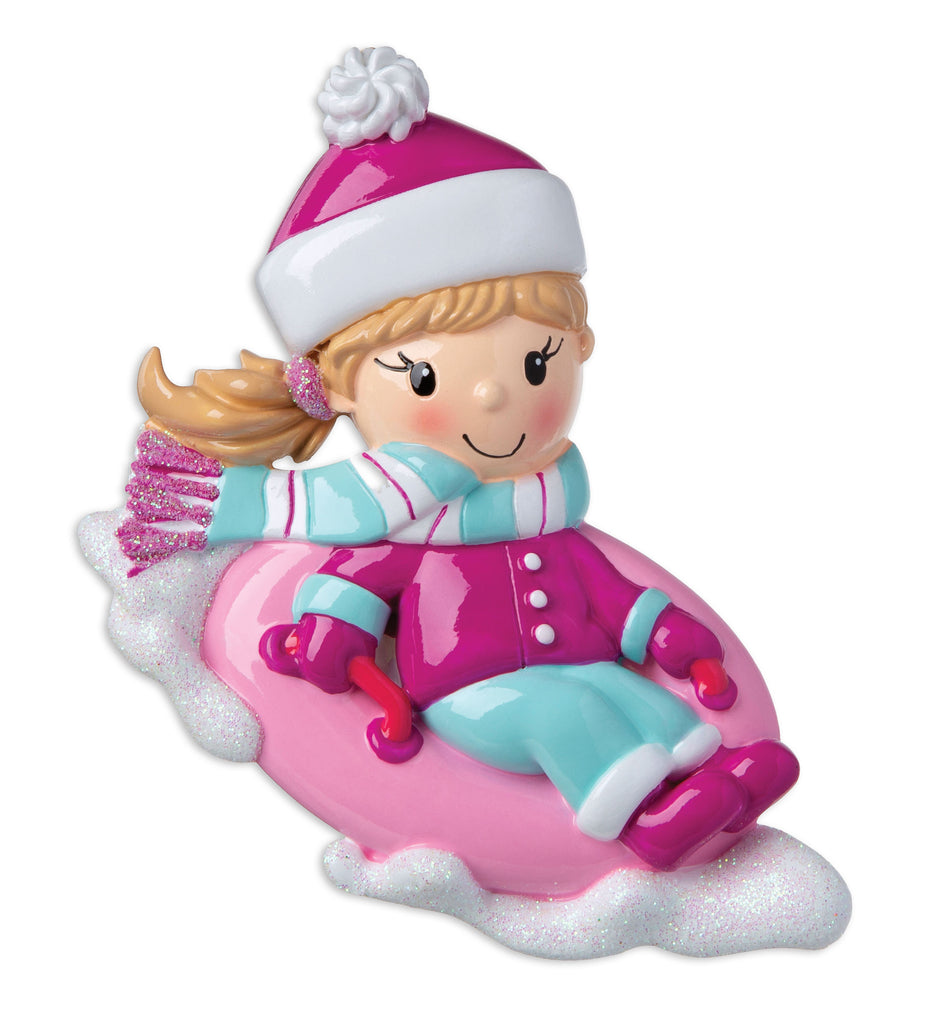 OR1871-G - Girl Snow Tubing Personalized Christmas Ornament