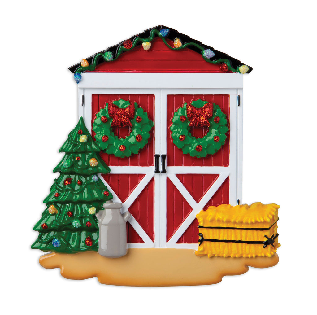 OR1895 - Barn Door Personalized Christmas Ornament