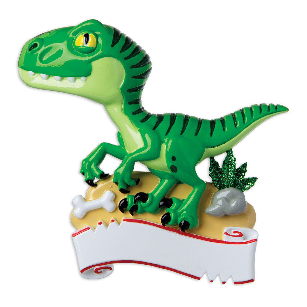 OR1907 -  Green Dinosaur Personalized Christmas Ornament
