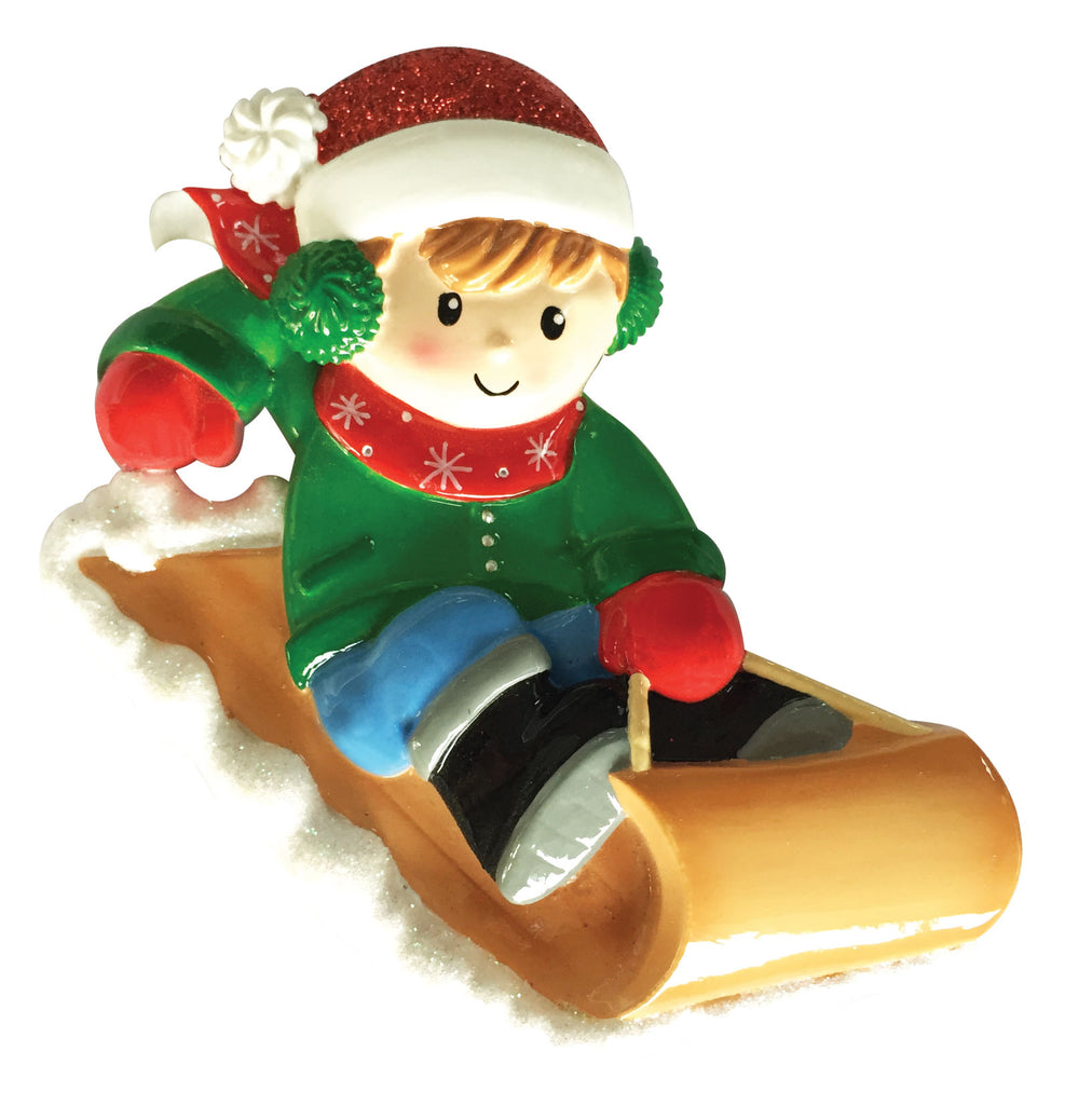 OR1913-B - Boy On Sled Personalized Christmas Ornament