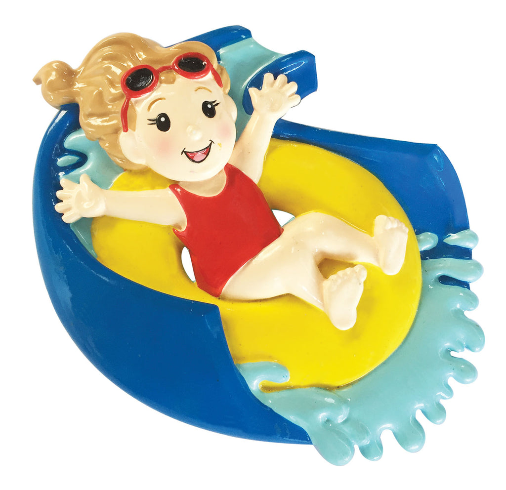 OR1957-G - Water Slide Girl Personalized Christmas Ornament