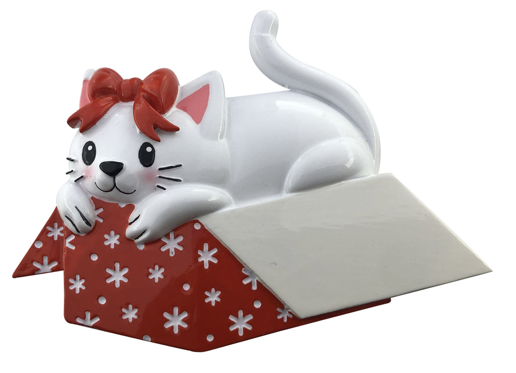 OR2141-A - New Cat In Gift Box Assortment (3 of Each) Personalized Christmas Ornament