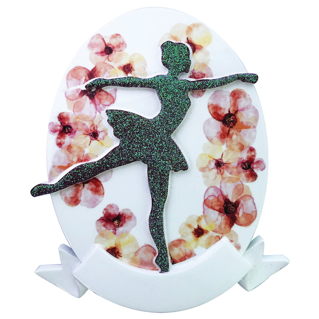 OR2201 - Dancer w/Flower Background Personalized Christmas Ornament