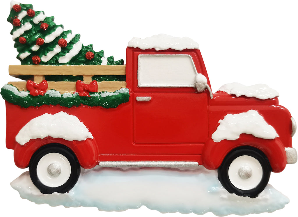 OR2313 - Red Truck w/Xmas Tree Personalized Christmas Ornament