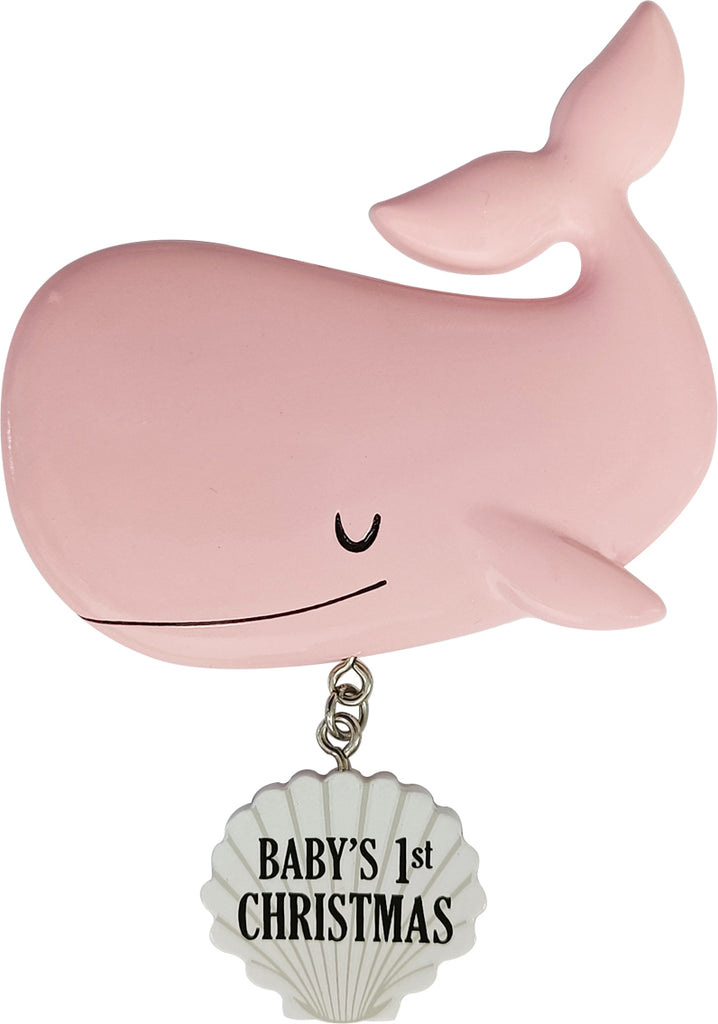 OR2389-P - Baby Whale (Pink) Personalized Christmas Ornament