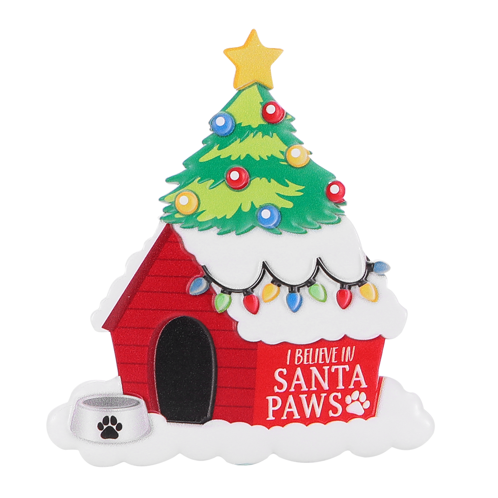 OR2429 - I Believe in Santa Paws Dog House Personalized Christmas Ornament