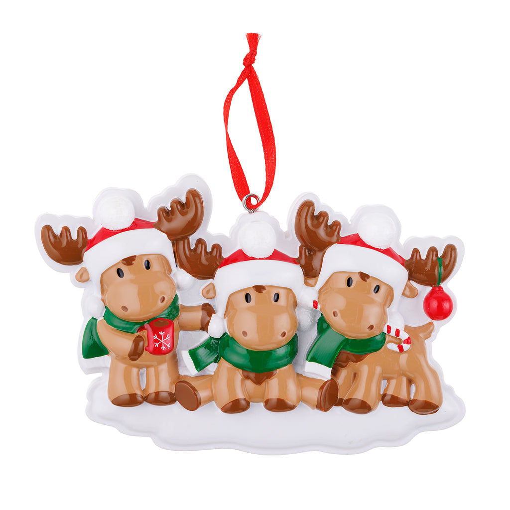 OR2467-3 - Cutesy Moose (Family of 3) Personalized Christmas Ornament