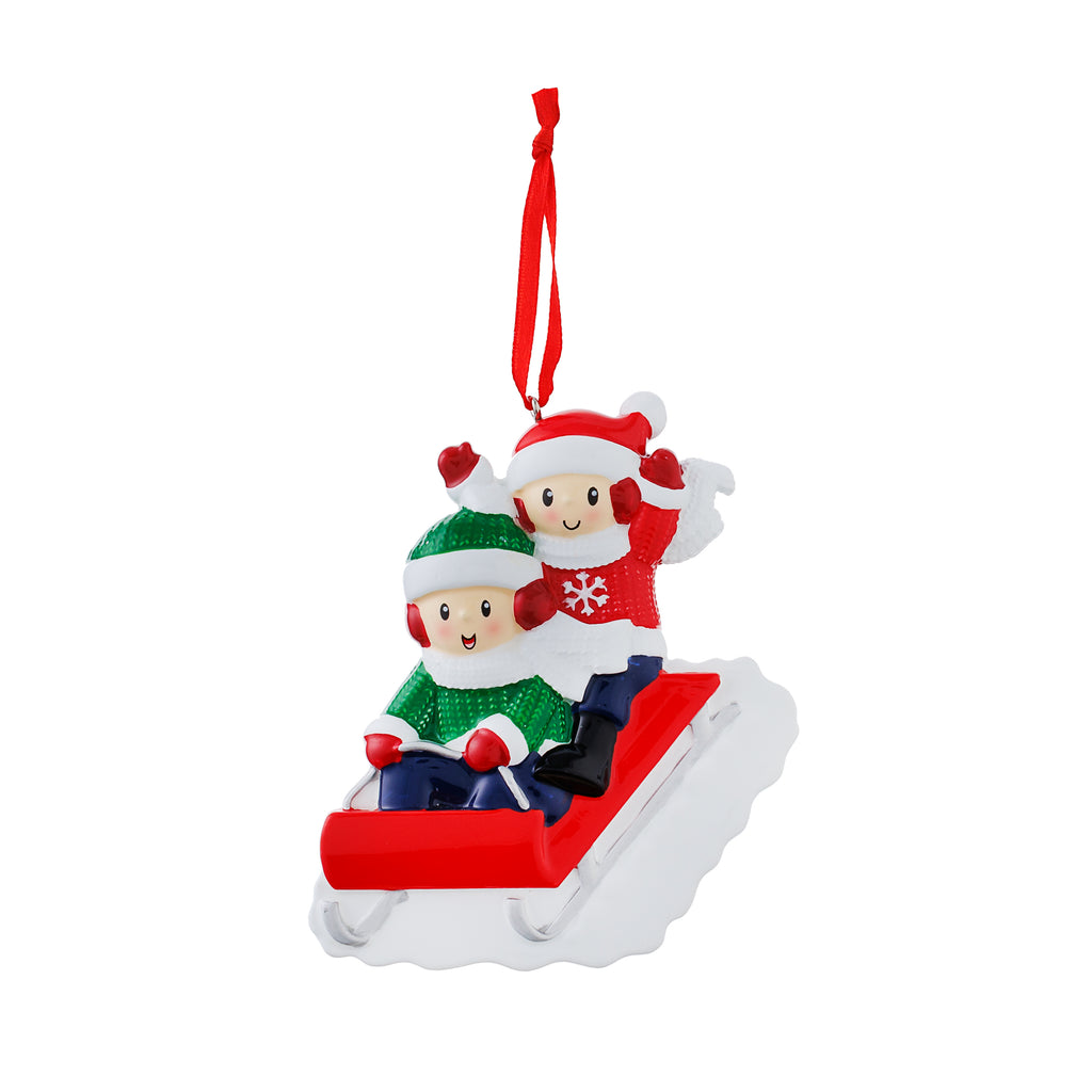 OR2471-2 - Sledding (Family of 2) Personalized Christmas Ornament