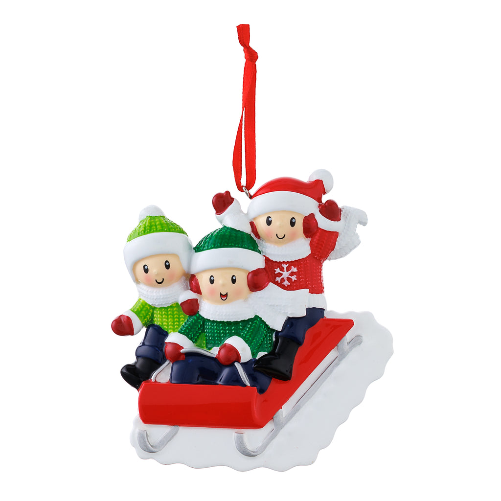 OR2471-3 - Sledding (Family of 3) Personalized Christmas Ornament