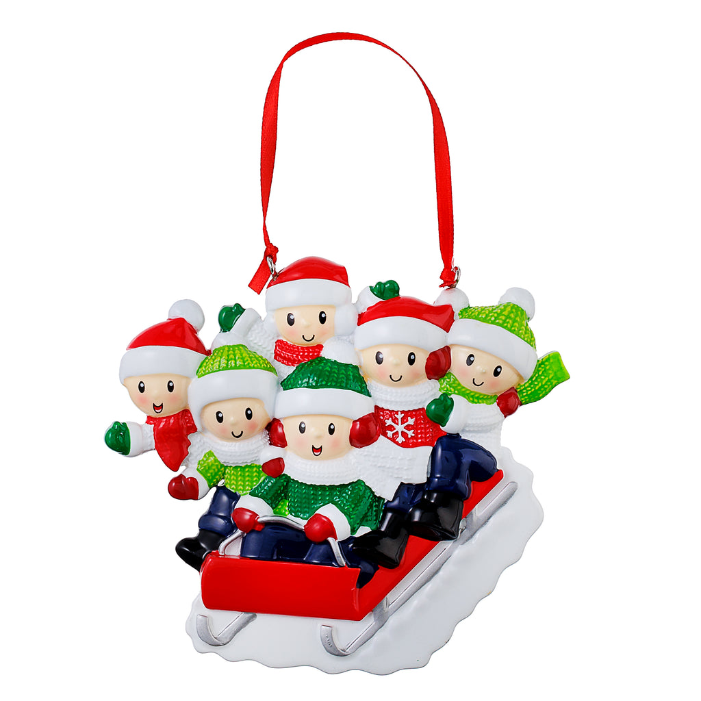 OR2471-6 - Sledding (Family of 6) Personalized Christmas Ornament