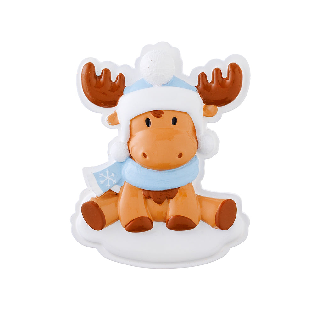 OR2477-B - Moose Baby (Blue) Personalized Christmas Ornament