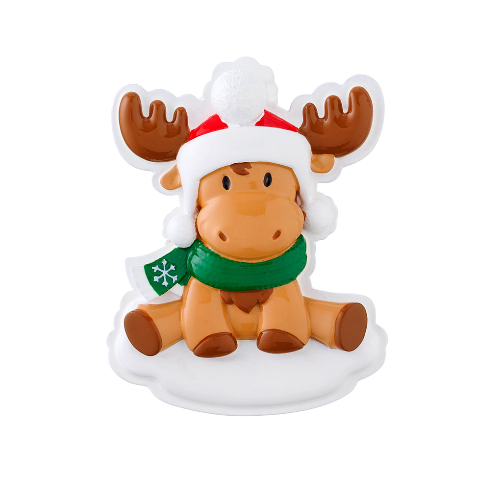 OR2477-RG - Moose Baby (Red & Green) Personalized Christmas Ornament
