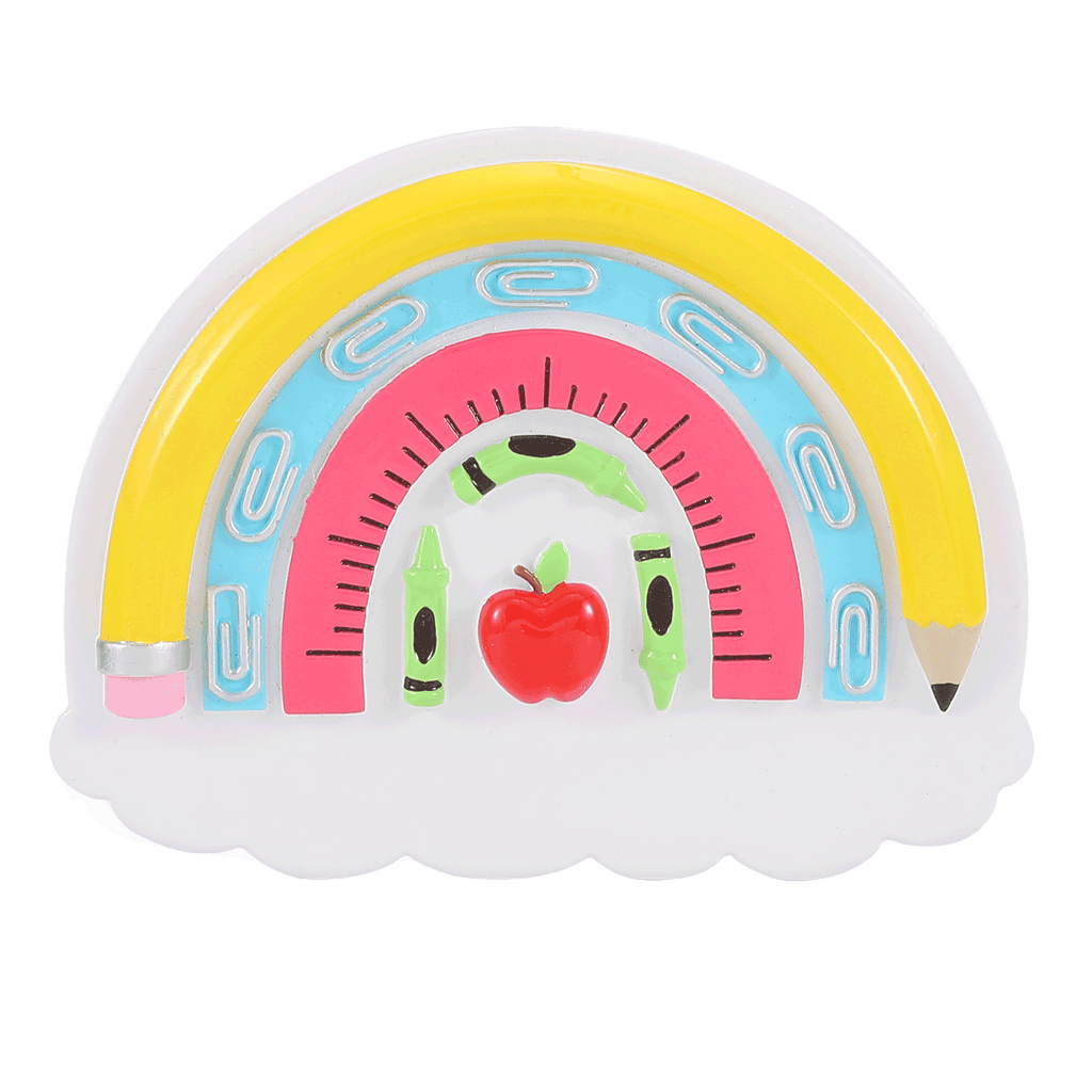OR2544 - School Supplies Rainbow Personalized Christmas Ornament