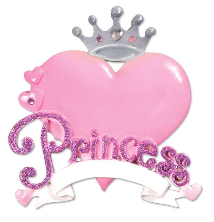 OR610 - Princess Heart Personalized Christmas Ornament