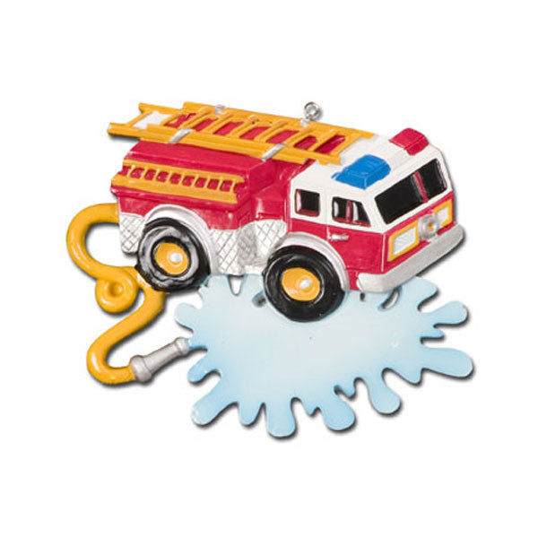 OR638 - Fire Truck with Banner Personalized Christmas Ornament