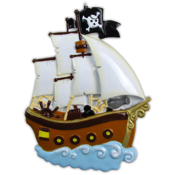 OR808 - Pirate Ship Personalized Christmas Ornament
