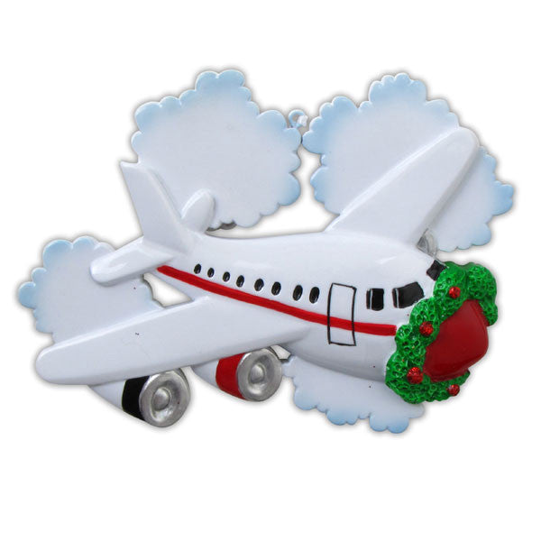 OR849 - Jetliner with Clouds Personalized Christmas Ornament