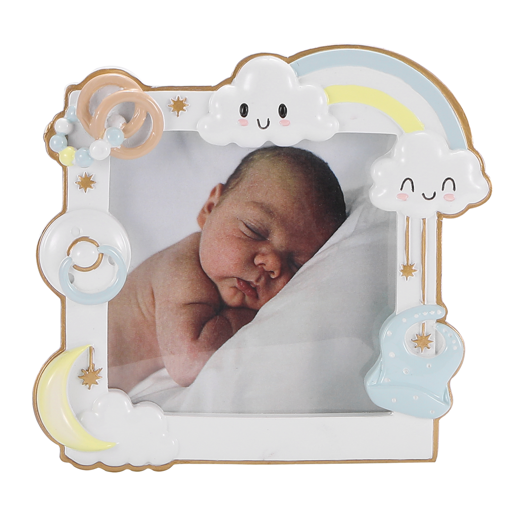 PF2478-B - Modern Baby Frame (Blue) Personalized Christmas Ornament