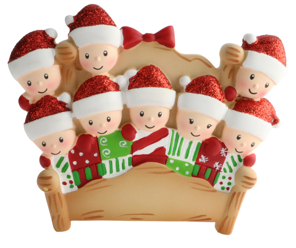 OR1469-8 - Bed Family of 8 Personalized Christmas Ornament